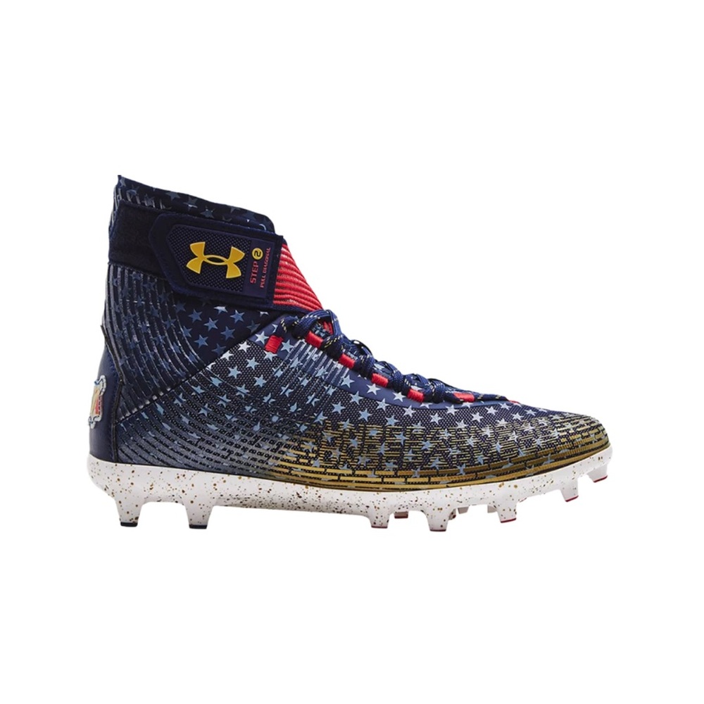 Under Armour Navy Blue Red Gold Football Cleats